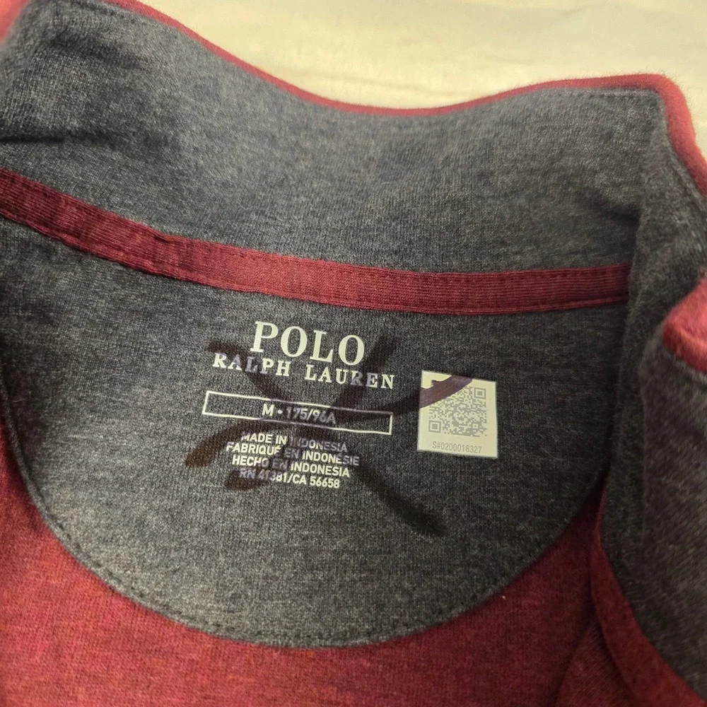 Polo Ralph Lauren Luxury Jersey Quarter Zip Pullover Sweater Mens M Burgandy